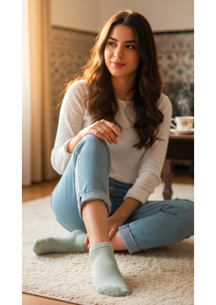 Kadın Bambu Patik Çorap 785 Yeşil 6'lı Paket fırsatları