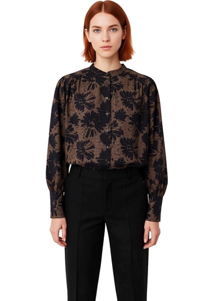 Kadın Rahat Kesim Desenli Gömlek Viskoz Polyester Materyal Şık Günlük Kullanım Fonksiyonel fiyatları