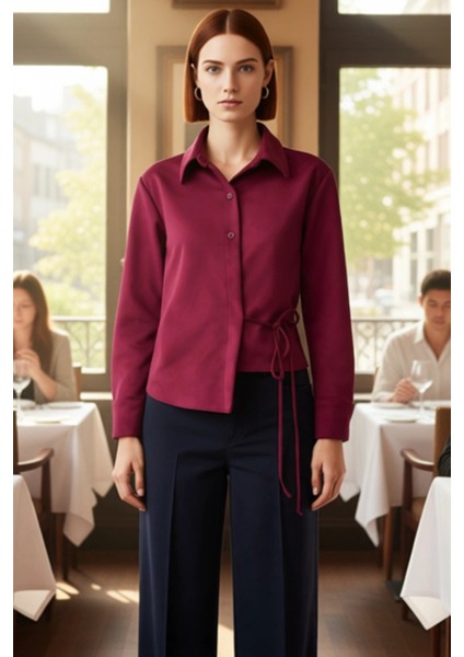 Kadın Süet Dokulu Gömlek Bağlama Detayıyla Şık ve Konforlu Bir Seçim Fonksiyonel Dayanıklı