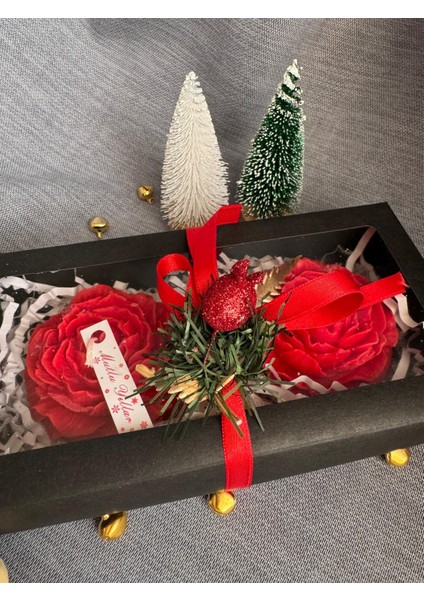 Yeni Yıl Sofranız Için Ikili Kırmızı Şakayık Çiçek Mum Yılbaşı Dekorasyonu Arkadaşınıza Hediye fiyatları