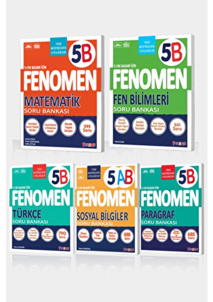 2025 Fenomen 5. Sınıf 5'li B Set (Matematikb, Fenb, Türkçeb, Sosyalab, Paragrafb)