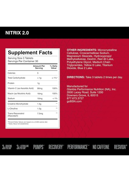 Nıtrıx 2.0 Creatine Citrulline Resveratrol Muscle Recovery 90 Tablet fiyatları