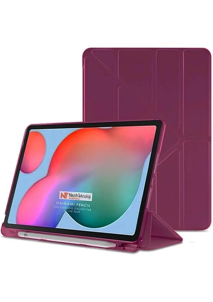Huawei Matepad Pro 12.2 Inç Uyumlu Akıllı Kapak Kalem Bölmeli Tri Folding Tablet Kılıfı