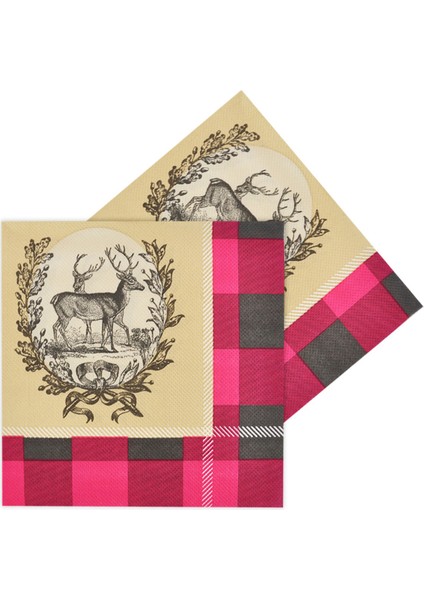 Yılbaşı Desenli Geyik Baskılı Yılbaşı Desenli Peçete 33X33CM 16'lı