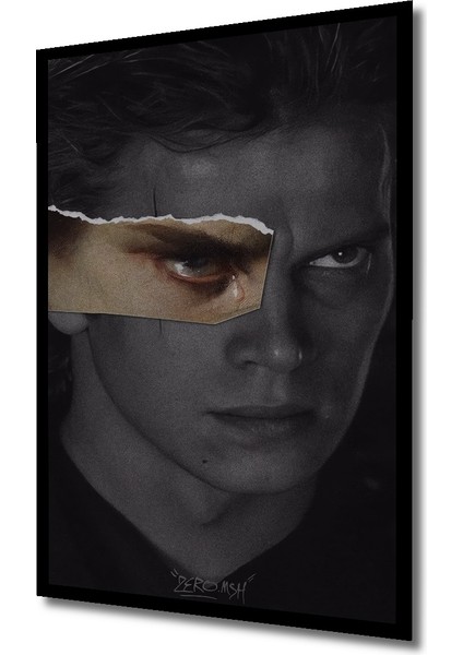 Anakin Skywalker Ağlayan Göz Kara Kalem Görünümlü Dekoratif Ahşap Tablo Dikdörtgen Tablo indirimleri