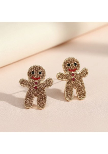 Işıltılı Zencefilli Kurabiye Adam Küpe (Gingerbread Man)