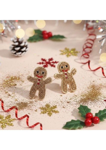 Işıltılı Zencefilli Kurabiye Adam Küpe (Gingerbread Man) modelleri