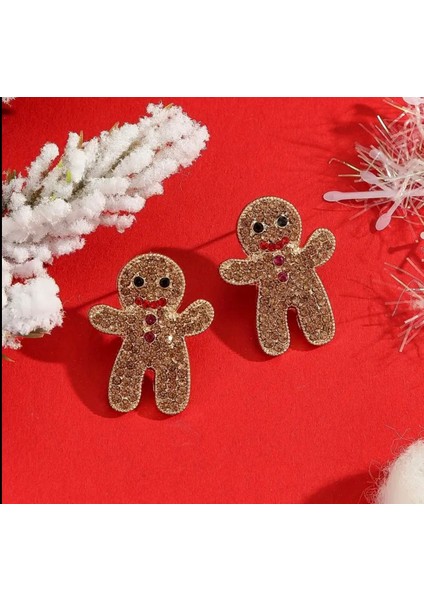 Işıltılı Zencefilli Kurabiye Adam Küpe (Gingerbread Man) fırsatları