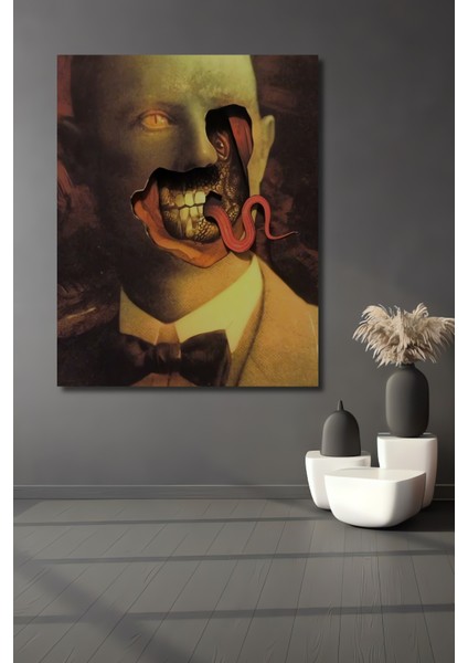 Korkunç Albert Einstein Yağlı Boya Görünümlü Ahşap Dekoratif Tablo Dikdörtgen Tablo