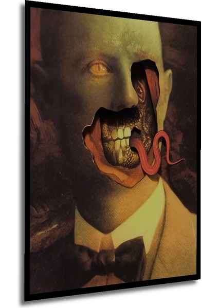 Korkunç Albert Einstein Yağlı Boya Görünümlü Ahşap Dekoratif Tablo Dikdörtgen Tablo