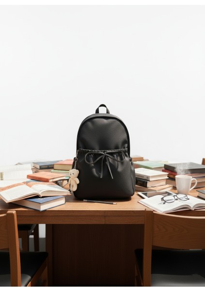 Kadın Fiyonklu Sırt Çantası Okul Günlük Seyahat Şık Tasarım Çanta & Laptop Bölmeli indirimleri