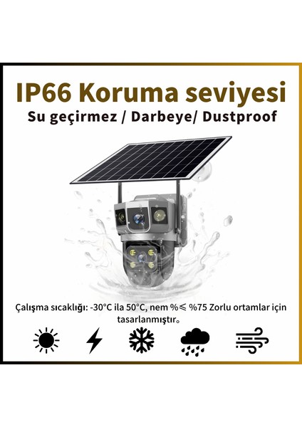 4g Sım Kartlı Güneş Enerjili Güvenlik Kamerası, 6mp Güneş Enerjili, Gece Görüşü, Hareket Algılama, Çift Yönlü Ses, IP66 Korumalı indirimleri