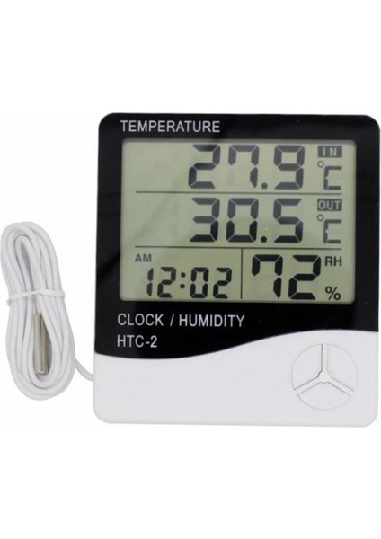 Iç ve Dış Ortam Sıcaklığını Ölçebilen LCD Ekran Saat Göstergeli Alarmlı Nem Ölçer Termometre (K95) indirimleri