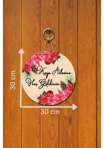 Kapı Süsü Kaya Ailesin Hoş Geldiniz Ahşap Baskı Kişiye Özel Tasarım fırsatları