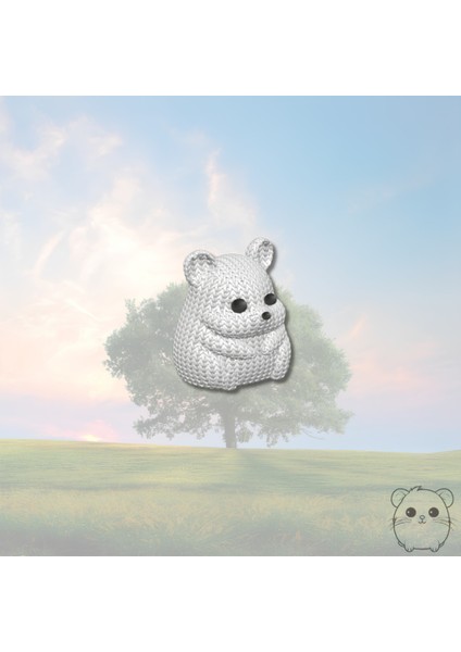 Beyaz Hamster Anahtarlık | Sert ve Ağır Plastik Figür | Amigurumi Örgü Desenli Tasarım