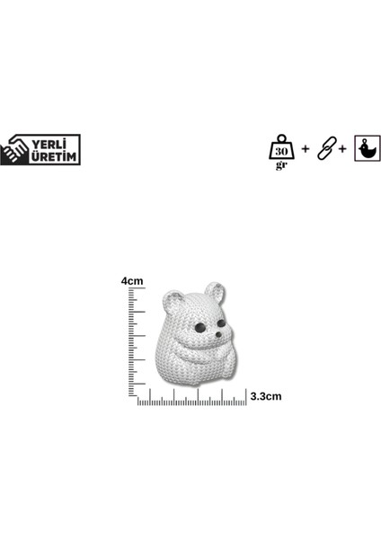 Beyaz Hamster Anahtarlık | Sert ve Ağır Plastik Figür | Amigurumi Örgü Desenli Tasarım fırsatları
