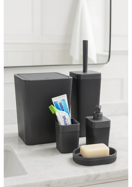 Şık 5'li Banyo Seti Modern Sabunluk Diş Fırçası Haznesi Çöp Kovası ve Tuvalet Fırçası Takımı indirimleri