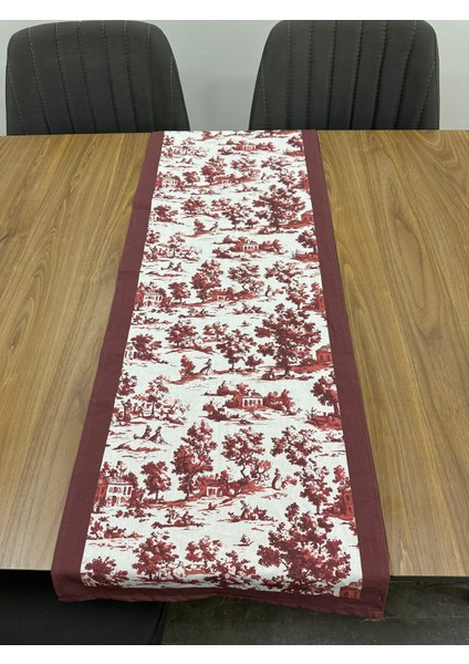 Toile De Jouy Monet Runner 40X110 cm | %100 Pamuk Dijital Baskılı Masa Örtüsü | Country Tarzı Fransız Desen Masa Dekoru - ZT710