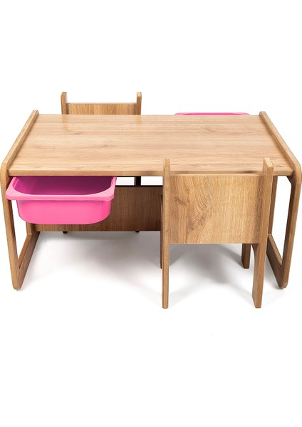 2 Kişilik Çekmeceli Oyun, Aktivite, Etkinlik Masası, Ceviz-Pembe, 18MM Mdf fiyatları