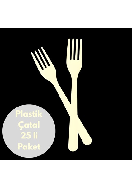 Krem Renkli Plastik Çatal 25 Li Paket