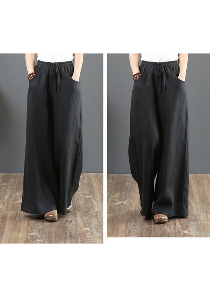 Keten Günlük Pantolon Beli Lastikli Bağcıklı