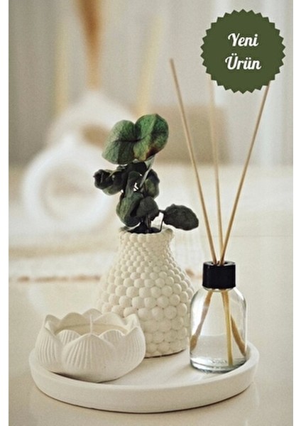 Hediyelik Tepside Bubble Vazo Bebek Pudrası Kokulu Lotus Mum ve Oda Kokusu fiyatları