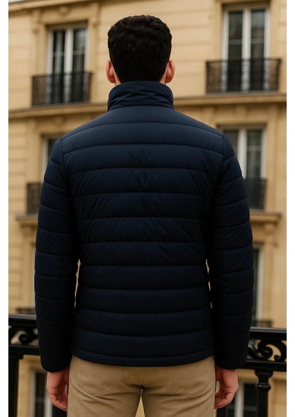 Erkek Trend Basic Dik Yaka Kışlık K.lacivert Şişme Mont