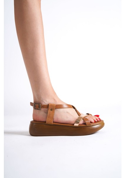 Legia Taba Altın Detaylı Hakiki Deri Sandalet modelleri