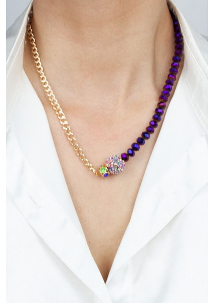 Renkli Kristal Gold Zincir Kolye fiyatları
