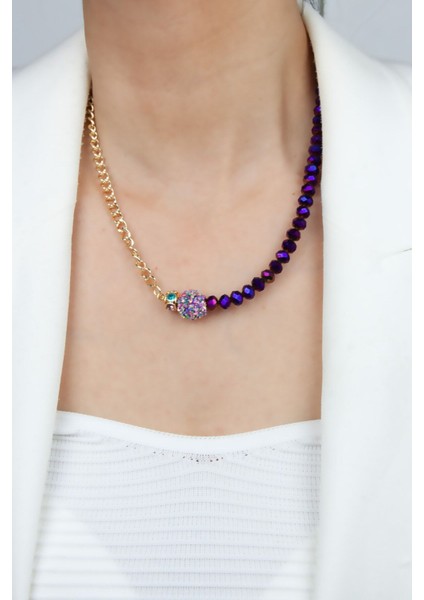 Renkli Kristal Gold Zincir Kolye modelleri