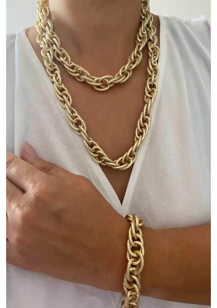 Işıltılı Zincir Kolye Bileklik Set