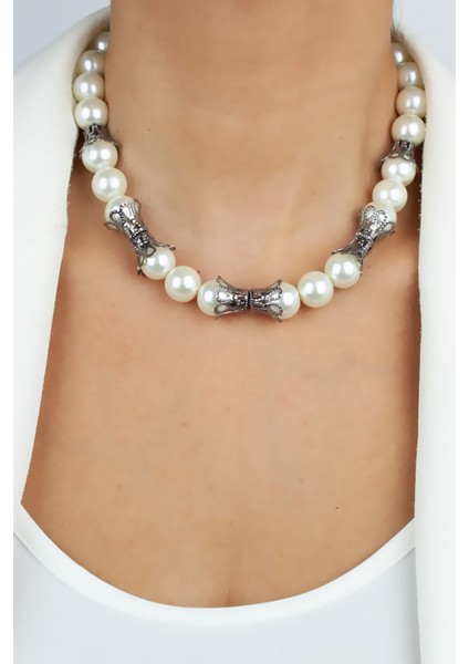 Cam Inci Metal Işlemeli Kolye