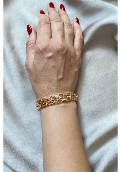 Üç Sıralı Geometrik Zincir Bileklik