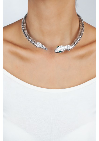 Zirkon Taşlı Yılan Figür Kolye modelleri