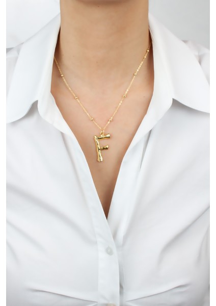 Ince Zincir Harf Kolye F Harfi