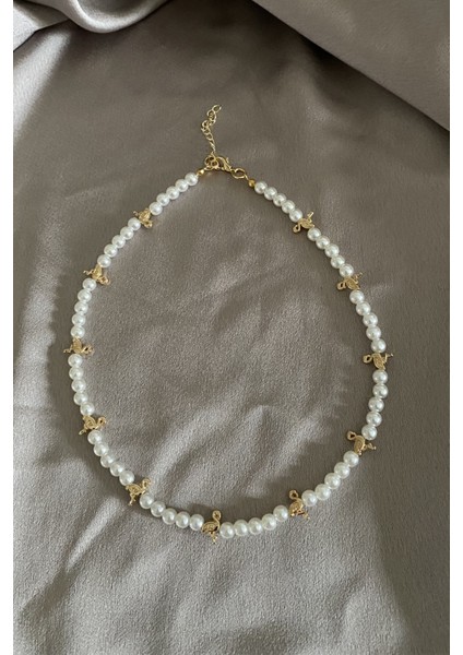 Gold Flamingo Figürlü Inci Kolye modelleri