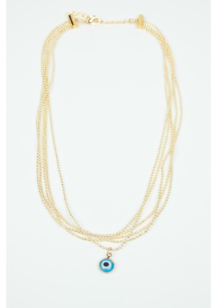 Beş Sıralı Nazar Boncuklu Topçuk Kolye fiyatları