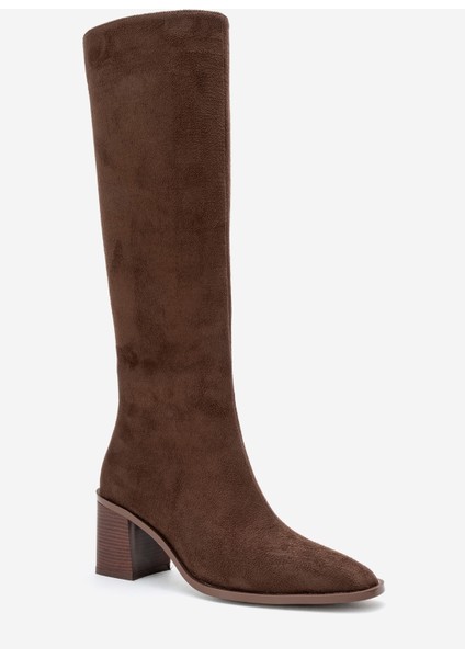 Venıa Kahverengi Süet Kadın Kalın Topuklu Çizme modelleri