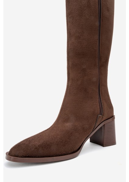 Venıa Kahverengi Süet Kadın Kalın Topuklu Çizme fırsatları