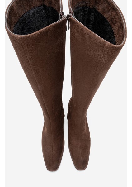 Venıa Kahverengi Süet Kadın Kalın Topuklu Çizme fiyatları
