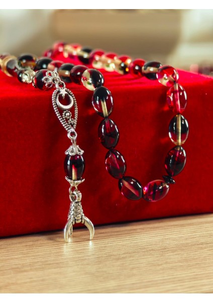 Ateş Kehribar Tesbih Sistem Püsgüllü Orjinal Ürün