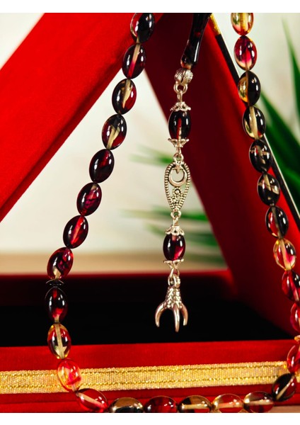 Ateş Kehribar Tesbih Sistem Püsgüllü Orjinal Ürün