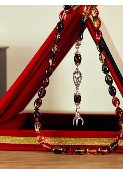 Ateş Kehribar Tesbih Sistem Püsgüllü Orjinal Ürün