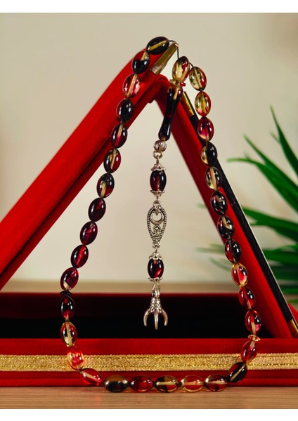 Ateş Kehribar Tesbih Sistem Püsgüllü Orjinal Ürün