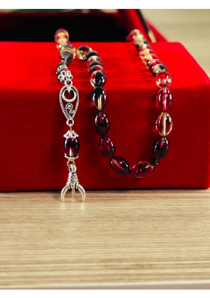 Ateş Kehribar Tesbih Sistem Püsgüllü Orjinal Ürün