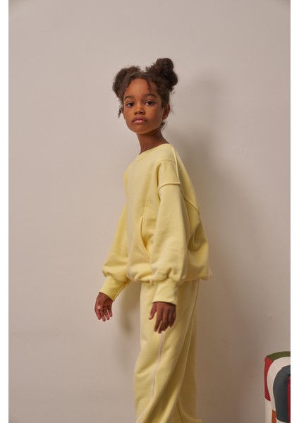 Sarı Hidden Pocket Unisex Eşofman Takım