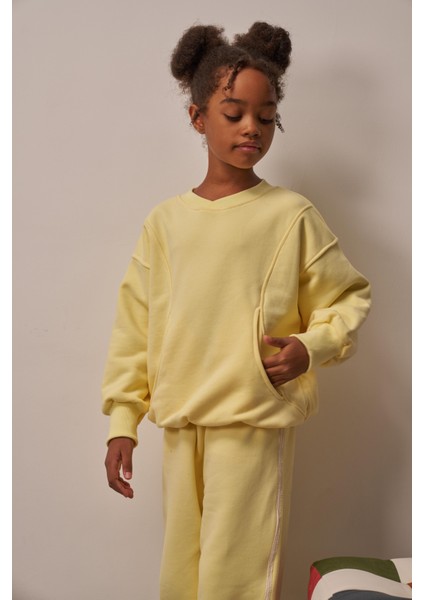 Sarı Hidden Pocket Unisex Eşofman Takım