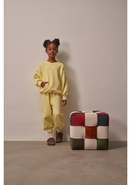 Sarı Hidden Pocket Unisex Eşofman Takım