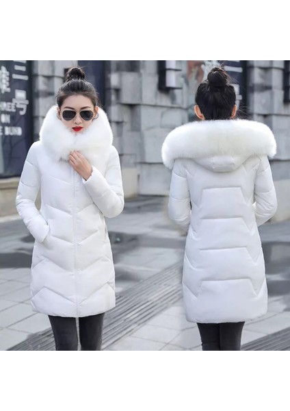 Günlük Kışlık Kapüşonu Kürklü Kadın Şişme Mont modelleri