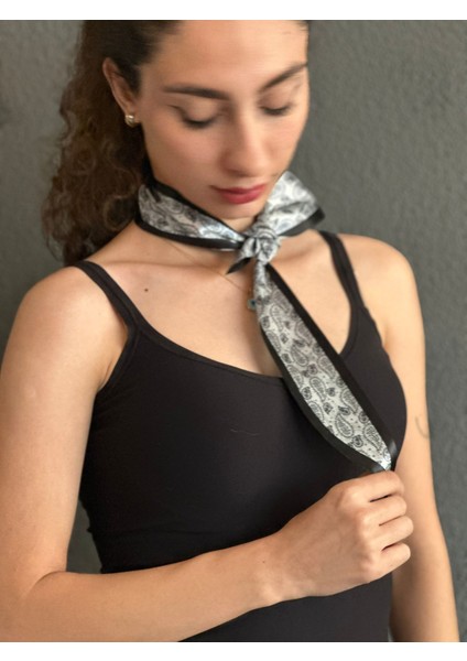 100X6 cm Saten Desenli Fular Çanta Giyim Aksesuarı Boyun Bağı fiyatları